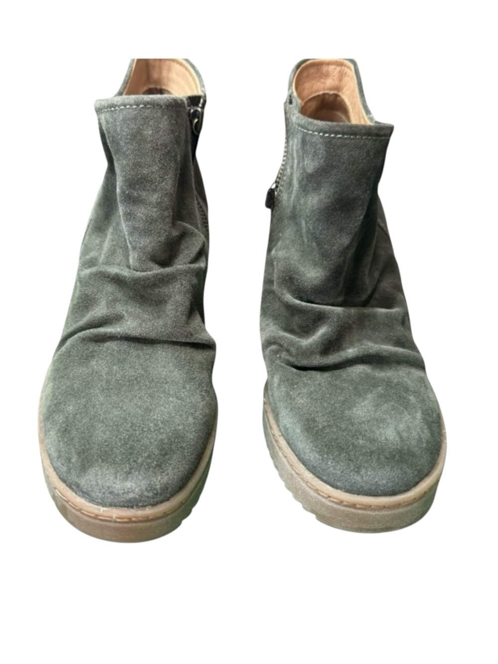 Söfft Suede Wedge Booties | Size 9 | Green Side-Zip Ankle Boots. NWT